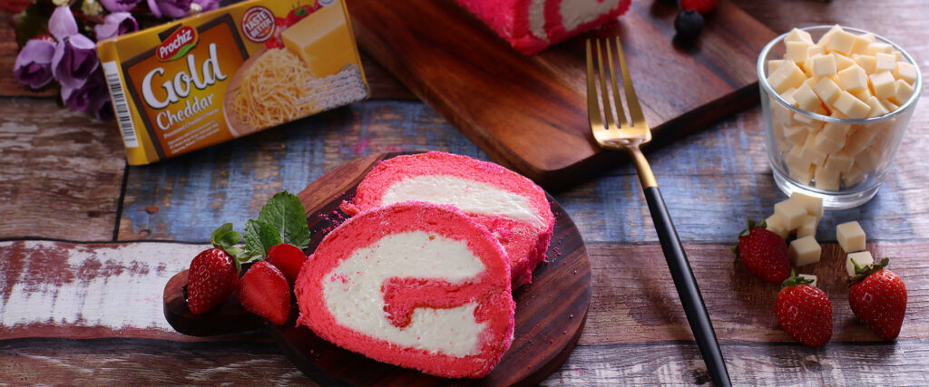 Pink Cheese Swiss Roll